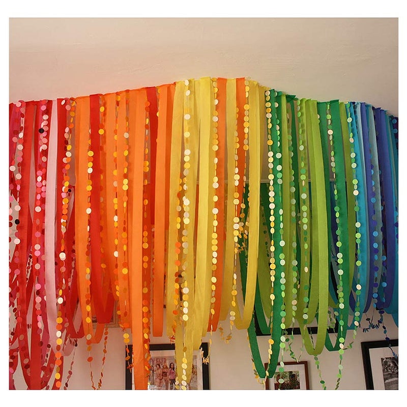 Binpeng Streamers Paper 433ft Long 1.77in Wide Crepe Paper Streamers  Tassels Streamer Pape for Party Decorations Wedding Festival (Rainbow Paper Streamers 6 Packs) - Image 3